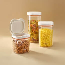Hũ đựng thực phẩm kèm muỗng One Touch Canister - 2.3L, 1.7L, 1L - Màu trắng - HTE904-HTE905-HTE906